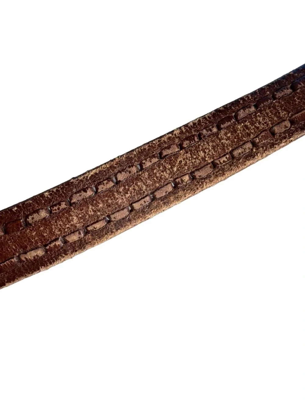 Vintage Leather Hand Tooled Braided Woven Brown Belt Made In Mexico Men’s Sz 46